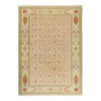 Rug & Kilim Vintage Oushak Rug In Bright Cream Field And Pink Paisley Florals In Pink;cream