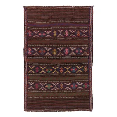 Rug & Kilim Vintage  Soumak Kilim, Rich Ground With Jewel Tone Motifs -  In Red;green,blue,pink,yellow