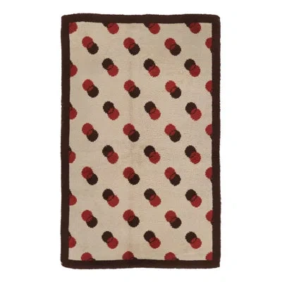 Rug & Kilim Vintage Swedish Rya Rug, Beige With Mid-century Polka Dot Pattern -  In Beige,brown,orange