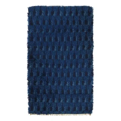 Rug & Kilim Vintage Swedish Rya Rug, Blue And Black Scandinavian Patterns -  In Blue,black,white,cream