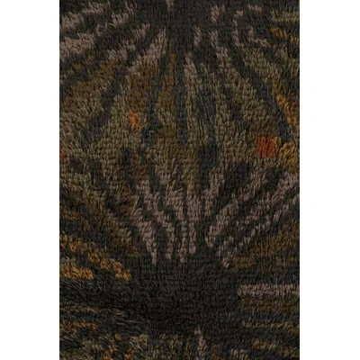 Rug & Kilim Vintage Swedish Rya Rug, Retro Scandinavian Bursting Design -  In Black;brown;beige;purple;orange