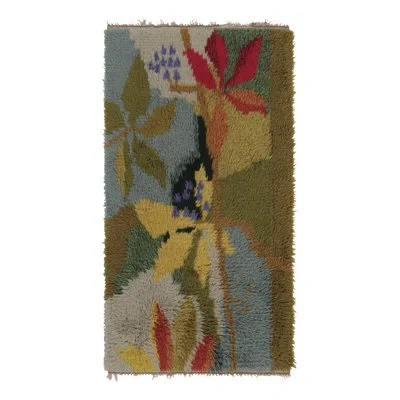 Rug & Kilim Vintage Swedish Rya Rug, Vibrant Scandinavian Floral Patterns -  In Brige
