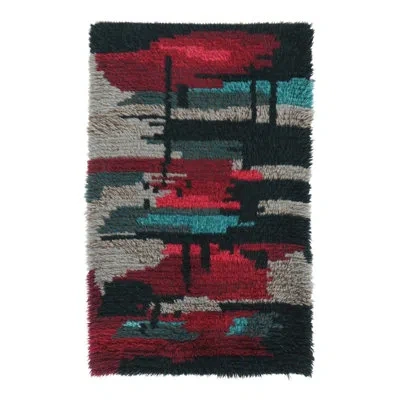 Rug & Kilim Vintage Swedish Rya Rug With Polychromatic Abstract Pattern -   In Multi