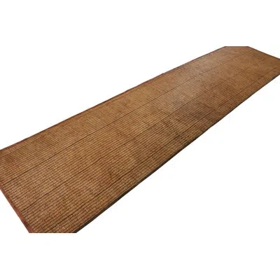 Rug & Kilim Vintage Tuareg Mat Runner, Warm And Rich Gold And Brown Stripes -  In Brown;beige;gold