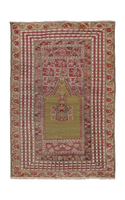 Rug & Kilim - Vintage Turkish Anatolian Prayer Rug With Olive Green Mihrab Design -  - Gr In Multi