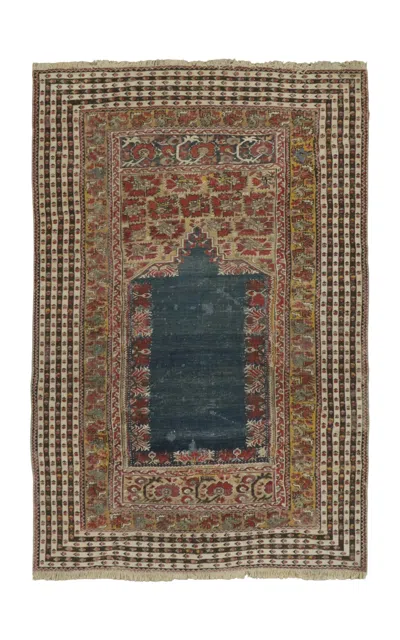 Rug & Kilim - Vintage Turkish Anatolian Prayer Rug With Polychrome Design -  - Blue In Brown