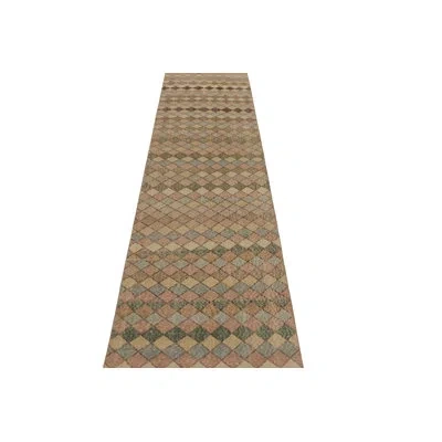 Rug & Kilim Vintage Turkish Runner, Brown With Multicolor Geometric Design -  In Brown;beige;green
