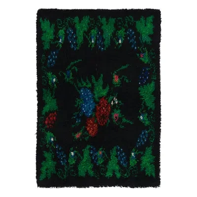 Rug & Kilim Vintage Turkish Tulu Rug, Bessarabian Inspired Floral Pattern -  In Black,green,blue