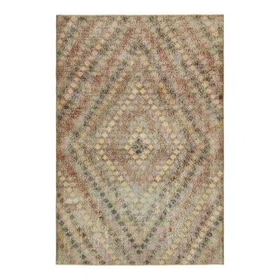 Rug & Kilim Vintage Zeki Müren Rug In Brown With Diamond Geometric Patterns |  In Black;brown;beige;orange