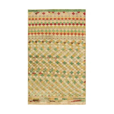 Rug & Kilim Vintage Zeki Müren Rug In Cream With Colorful Geometric Pattern |  In Red;gold;white;green;cream