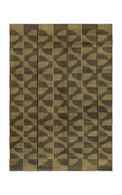 Rug & Kilim - Vintage Zeki Müren Rug With Black And Light Gold Geometric Pattern |  - Bla In Brown