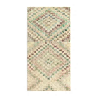Rug & Kilim Vintage Zeki Müren Runner Rug In Beige-brown And Green |  In Brown;beige;purple;white;green;cream