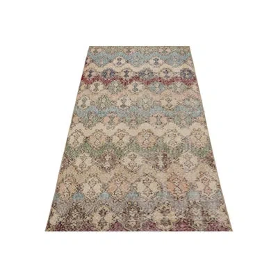 Rug & Kilim Vintage Zeki Müren Runner Rug With Geometric Patterns, From In Blue;brown;beige;gray