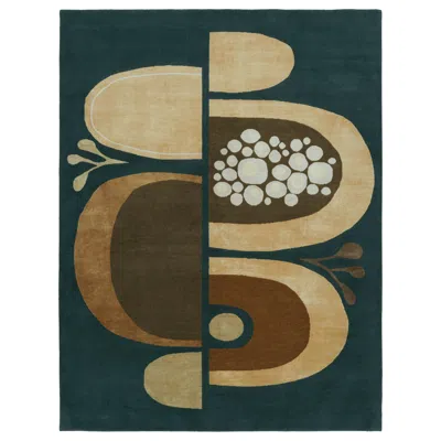 Pre-owned Rug & Kilim X Jenn Ski Blue Mid-century Modern Style Rug With Geometric Patterns
