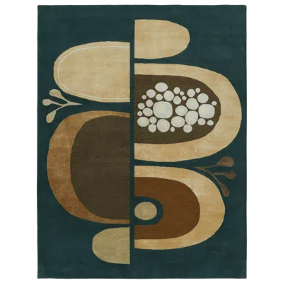 Pre-owned Rug & Kilim X Jenn Ski Blue Mid-century Modern Style Rug With Geometric Patterns