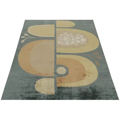 Rug & Kilim X Jenn Ski Custom Mid-century Modern Rug With Geometric Pattern In Beige;white;orange;gray