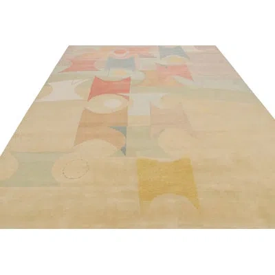 Rug & Kilim X Jenn Ski Mid-century Modern Rug With Geometric Patterns In Blue;brown;beige;white;orange;green