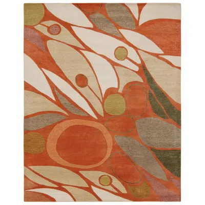 Pre-owned Rug & Kilim X Jenn Ski Orange Mid-century Modern Style Rug, Geometric Patterns
