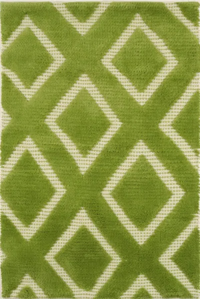 Pre-owned Rug & Kilim �s Contemporary Rug With Diamond Motifs In Green & Beige