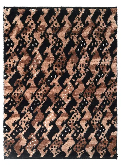 Pre-owned Rug & Kilim �s Contemporary Rug With Geometric Abstraction In Brown & Black