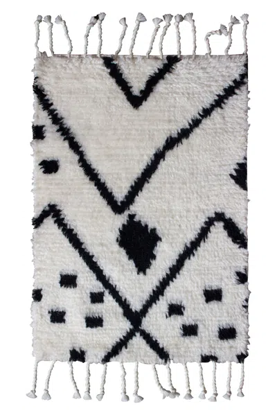 Pre-owned Rug & Kilim �s Moroccan Custom Rug With Geometric Design In Soft White