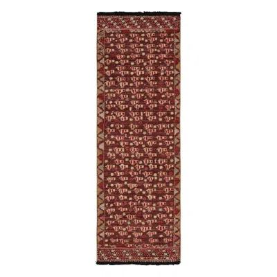 Pre-owned Rug & Kilim �s Moroccan Style Runner Rug In Orange With Geometric Patterns