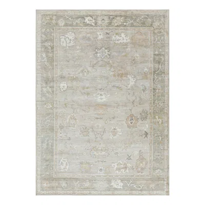 Pre-owned Rug & Kilim �s Oushak Style Rug In Ivory And Green With Floral Patterns In White
