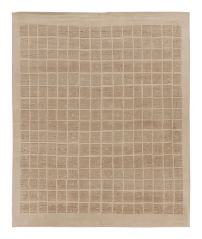 Pre-owned Rug & Kilim �s Oversized Scandinavian Style Rug With Textural High-low Grid In Brown