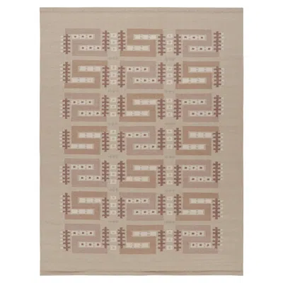 Pre-owned Rug & Kilim �s Scandinavian Style Rug In Beige-brown With Geometric Patterns