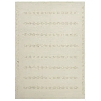 Pre-owned Rug & Kilim �s Scandinavian-inspired Rug, Subtle Geometric Stripes In Cream Whit In White