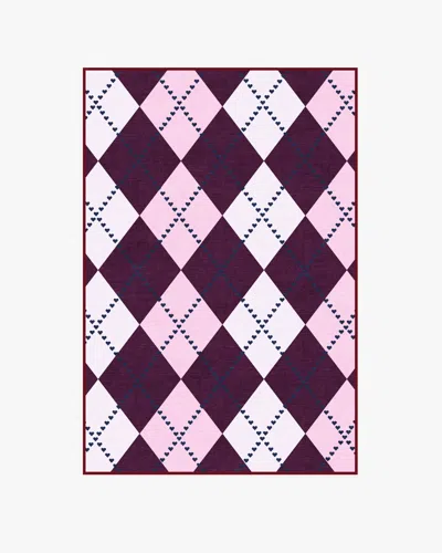 Ruggable 143 Argyle Burgundy & Pink Flatwoven Rug By Humberto Leon In Multi