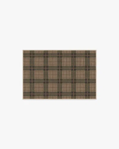 Ruggable Alfie Plaid Natural & Green Flatwoven Rug In Brown