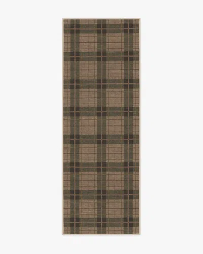 Ruggable Alfie Plaid Natural & Green Flatwoven Rug In Brown