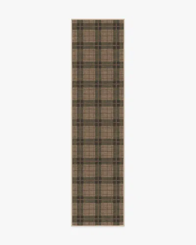 Ruggable Alfie Plaid Natural & Green Flatwoven Rug In Brown