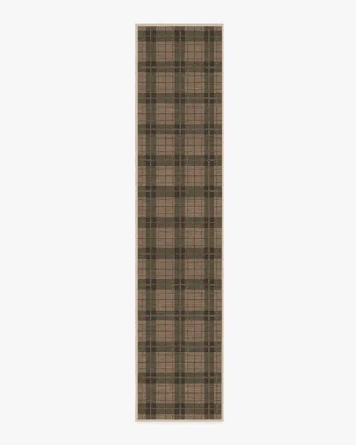 Ruggable Alfie Plaid Natural & Green Flatwoven Rug In Brown