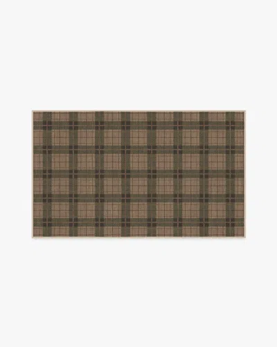 Ruggable Alfie Plaid Natural & Green Flatwoven Rug In Brown