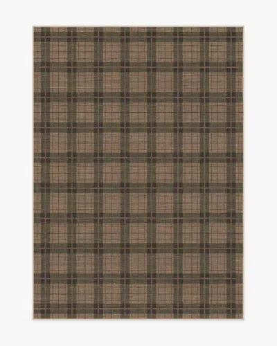 Ruggable Alfie Plaid Natural & Green Flatwoven Rug In Brown