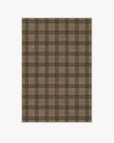 Ruggable Alfie Plaid Natural & Green Flatwoven Rug In Brown