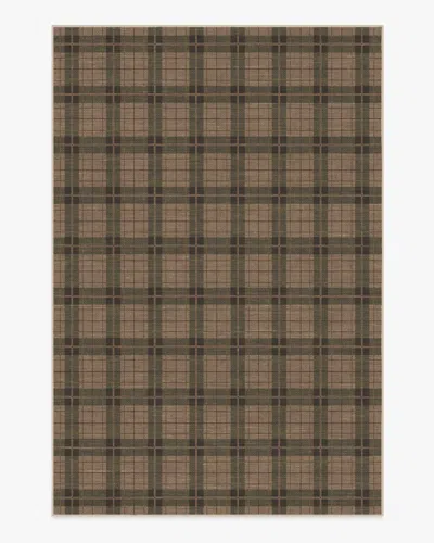 Ruggable Alfie Plaid Natural & Green Flatwoven Rug In Brown