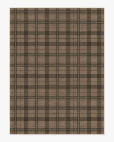 Ruggable Alfie Plaid Natural & Green Flatwoven Rug In Brown