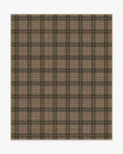 Ruggable Alfie Plaid Natural & Green Flatwoven Rug In Brown