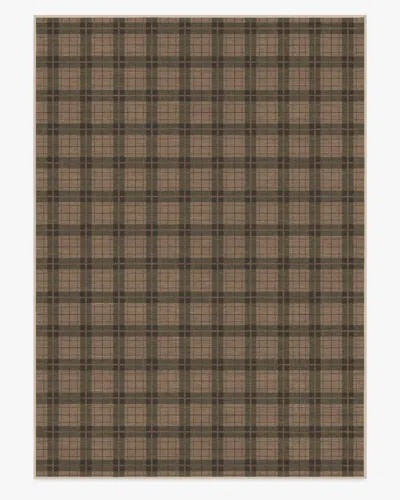 Ruggable Alfie Plaid Natural & Green Flatwoven Rug In Black