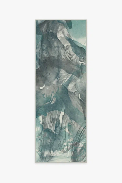 Ruggable Aurora Teal Grey Flatwoven Rug In Green