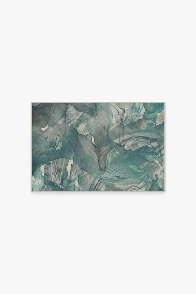 Ruggable Aurora Teal Grey Flatwoven Rug In Green