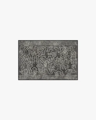 Ruggable Balancing Act Black Flatwoven Rug By Keith Haring In Gray