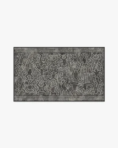 Ruggable Balancing Act Black Flatwoven Rug By Keith Haring In Gray