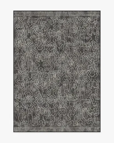 Ruggable Balancing Act Black Flatwoven Rug By Keith Haring In Gray
