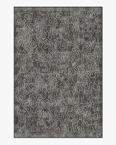Ruggable Balancing Act Black Flatwoven Rug By Keith Haring In Gray