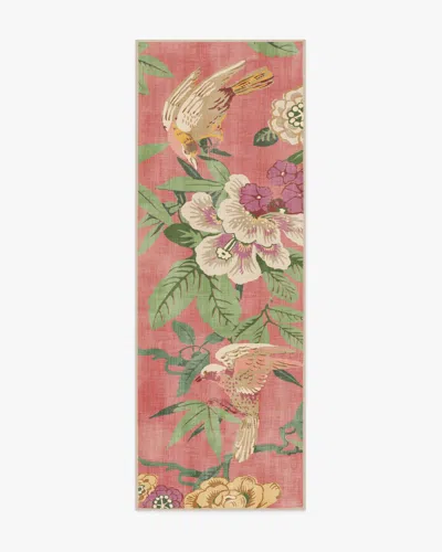 Ruggable Bamboo & Bird Blossom Pink Flatwoven Rug By Sanderson