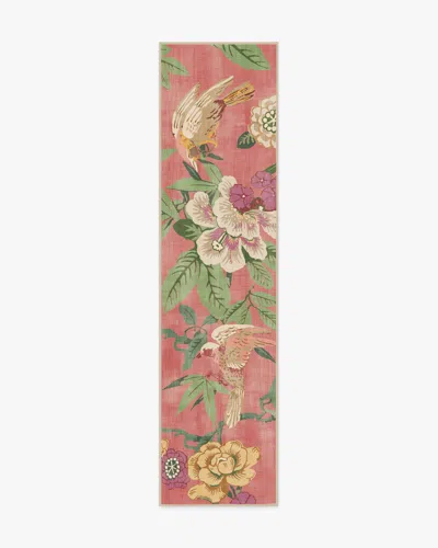 Ruggable Bamboo & Bird Blossom Pink Flatwoven Rug By Sanderson